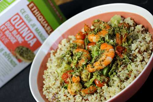 Duo de quinoa et crevettes au basilic