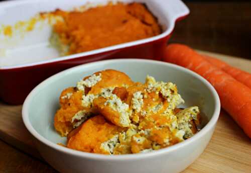 Parmentier de butternut, carottes et tofu au basilic