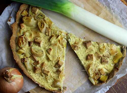 Tarte aux poireaux et tofu fumé