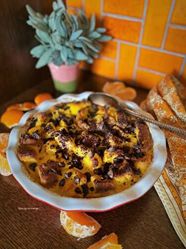 Gâteau brioche perdue, clémentine et chocolat