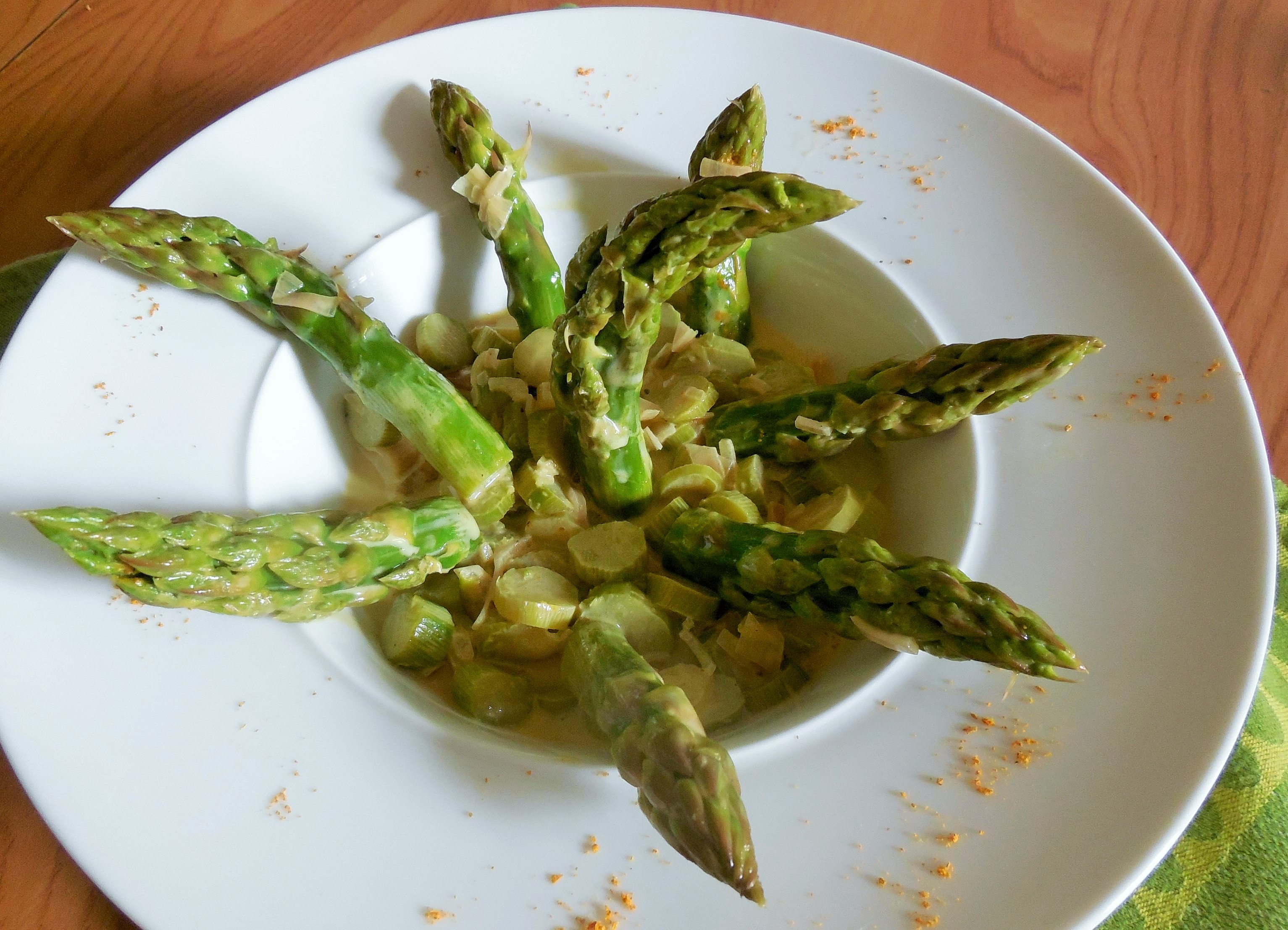 Asperges vertes à la crème de parmesan