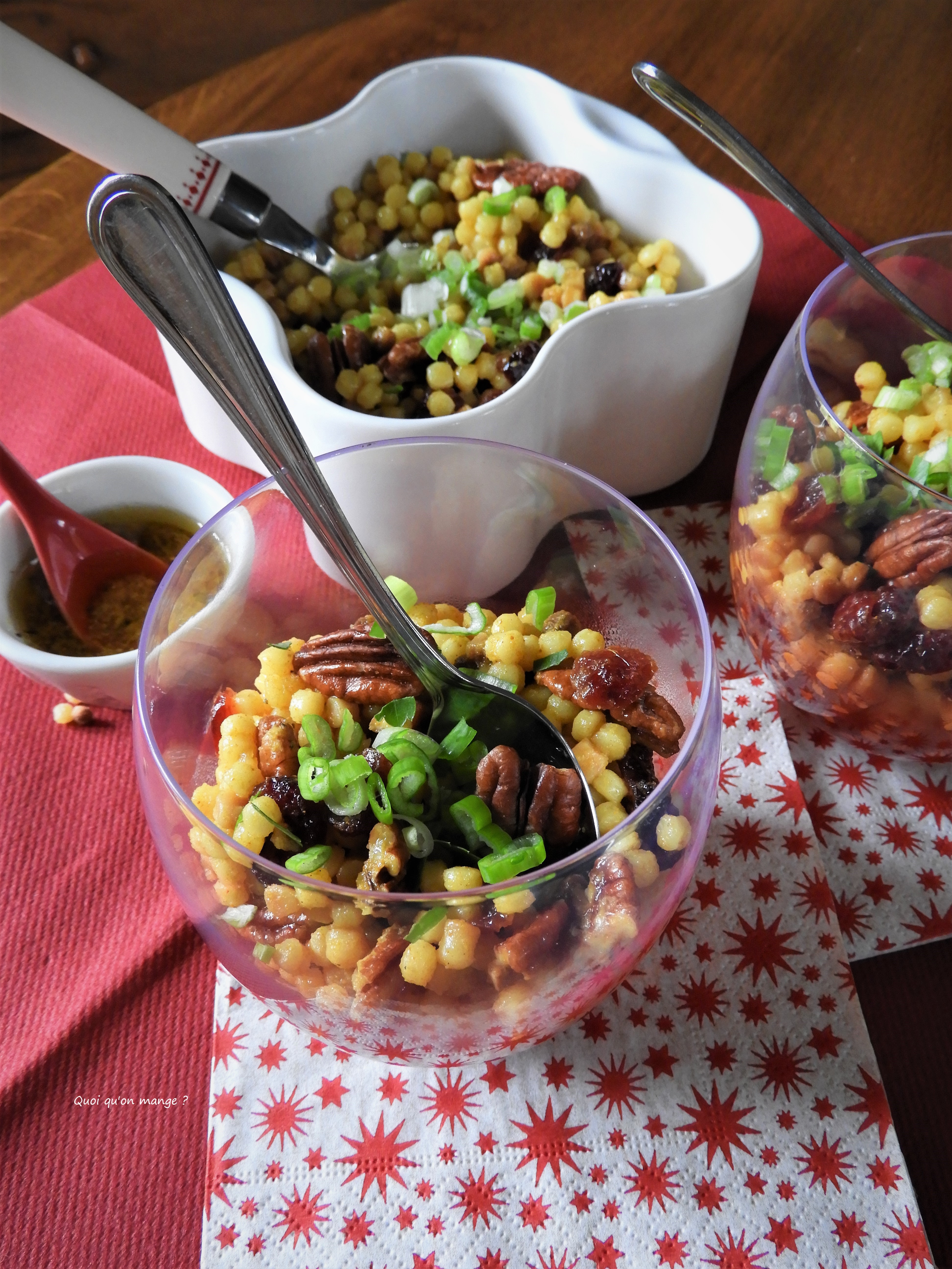 Cranberries couscous ou salade de couscous aux cranberries et noix de pécan