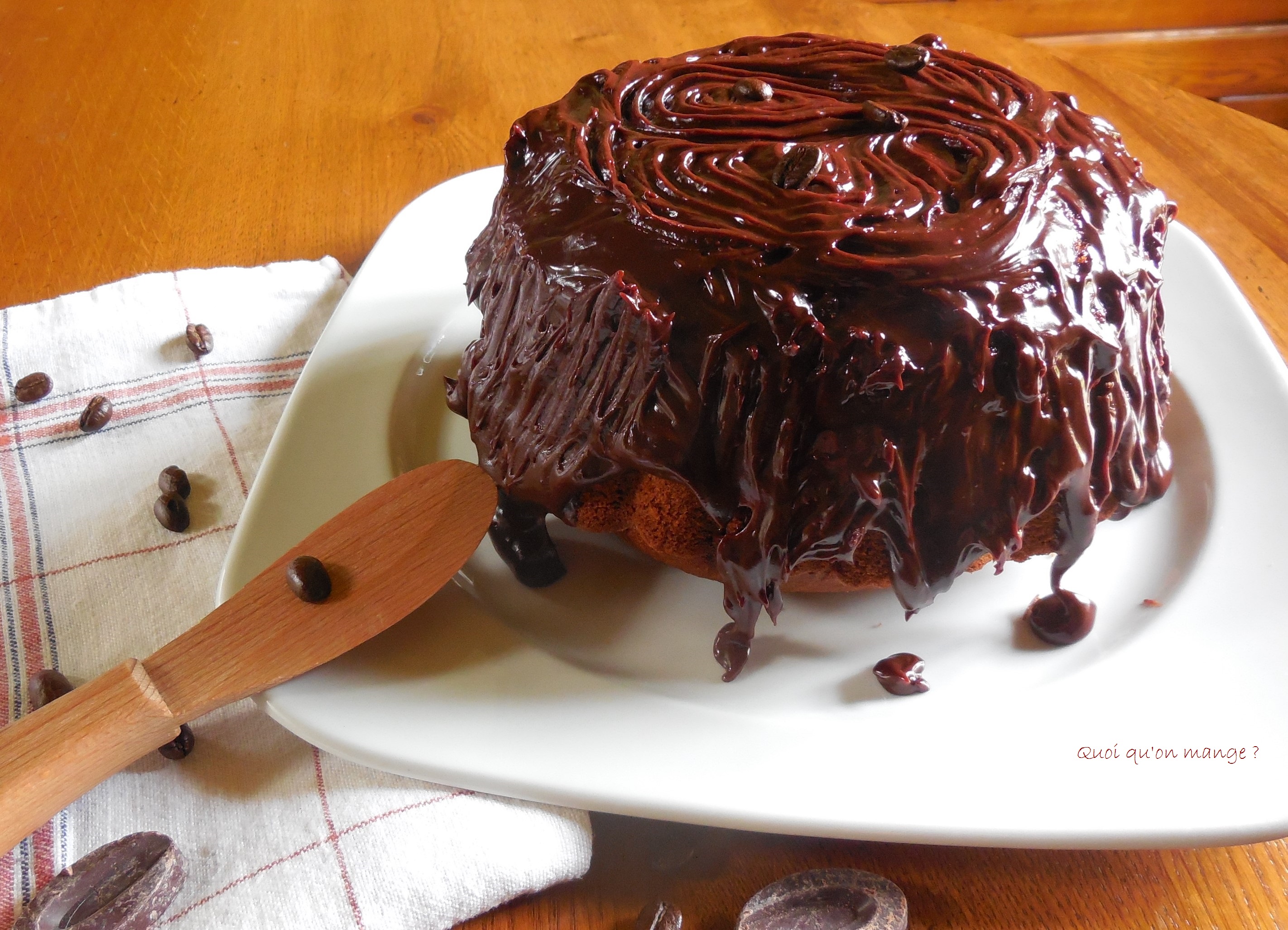 Gâteau épicé au café, coulis de chocolat Caraïbe