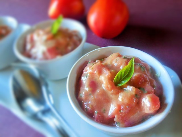 Mousse de courgette – vinaigrette tomate