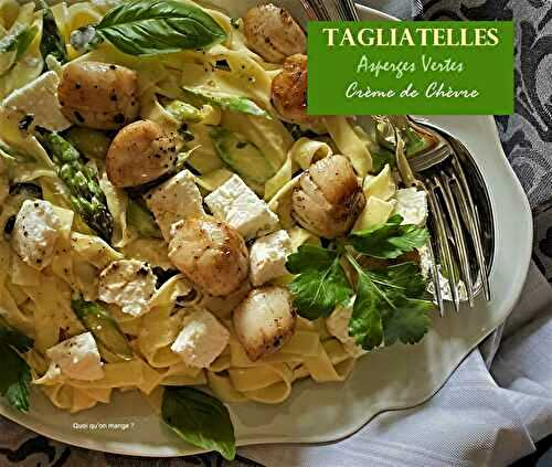 Tagliatelles à la crème de chèvre et asperges croquantes