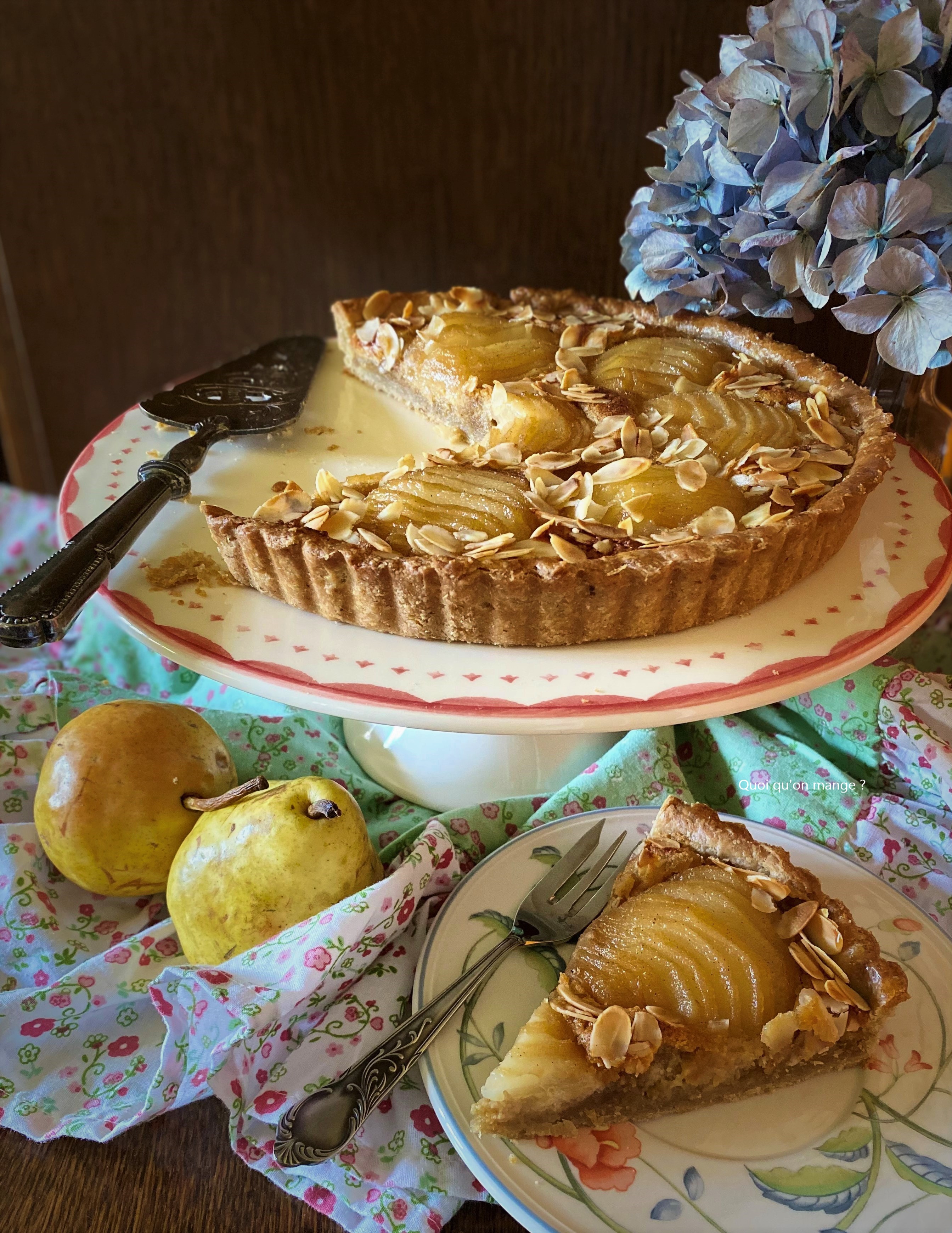 Tarte Bourdaloue, tarte aux poires et crème d’amandes