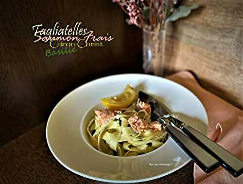 Tagliatelles au saumon à la crème épaisse – citron confit – basilic frais