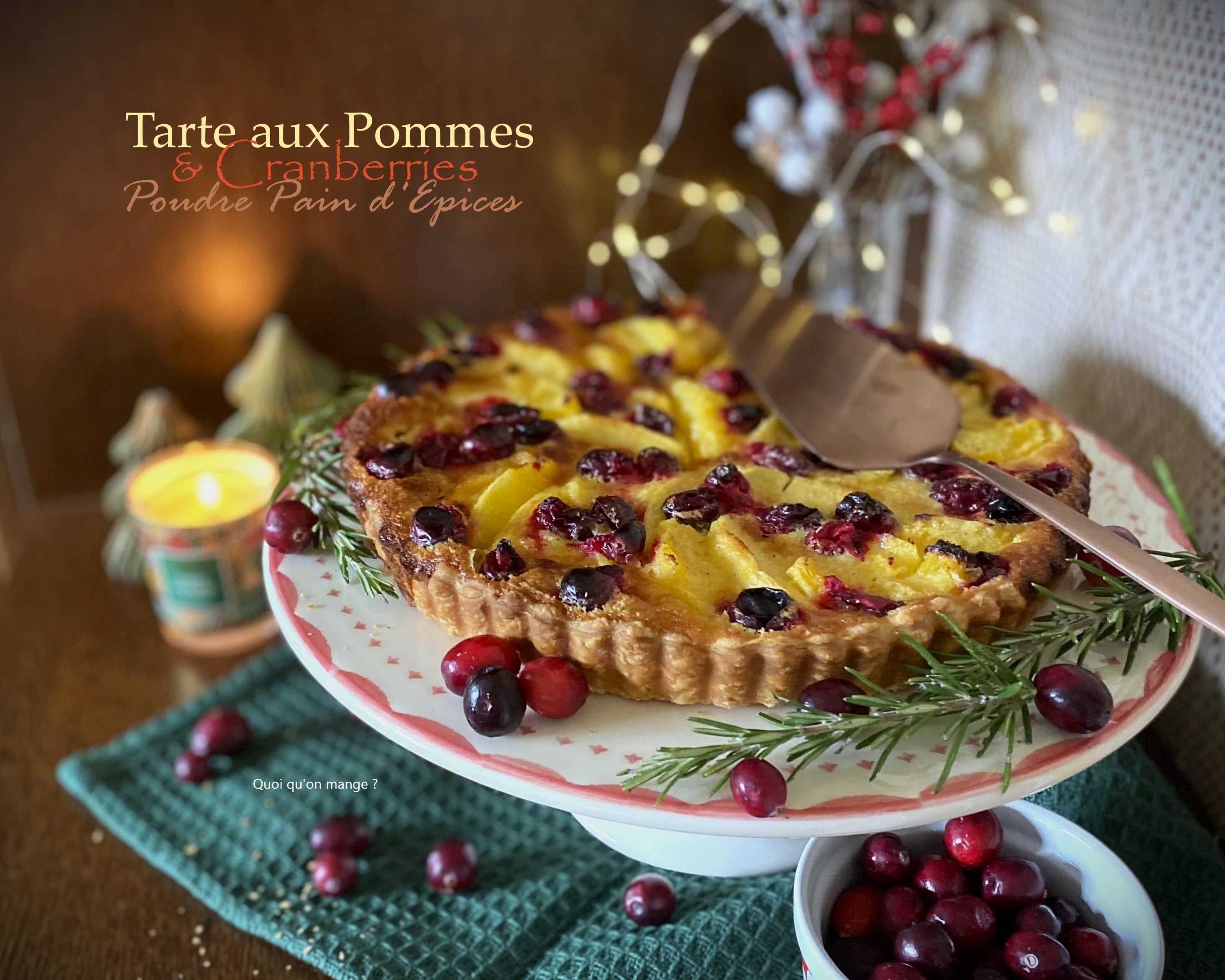 Tarte aux pommes, cranberries et poudre à pain d’épices