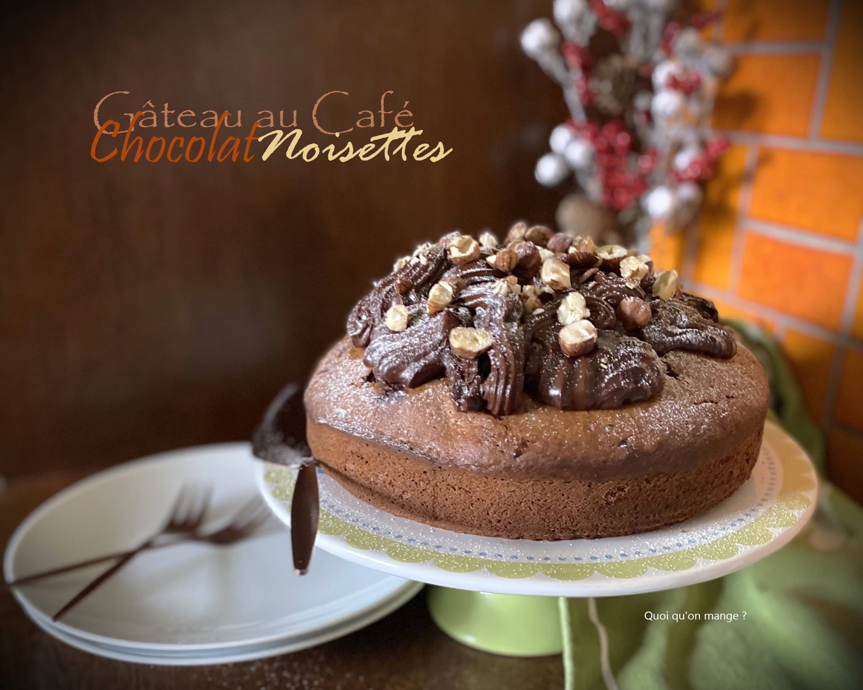 Gâteau facile au café, chocolat et noisettes