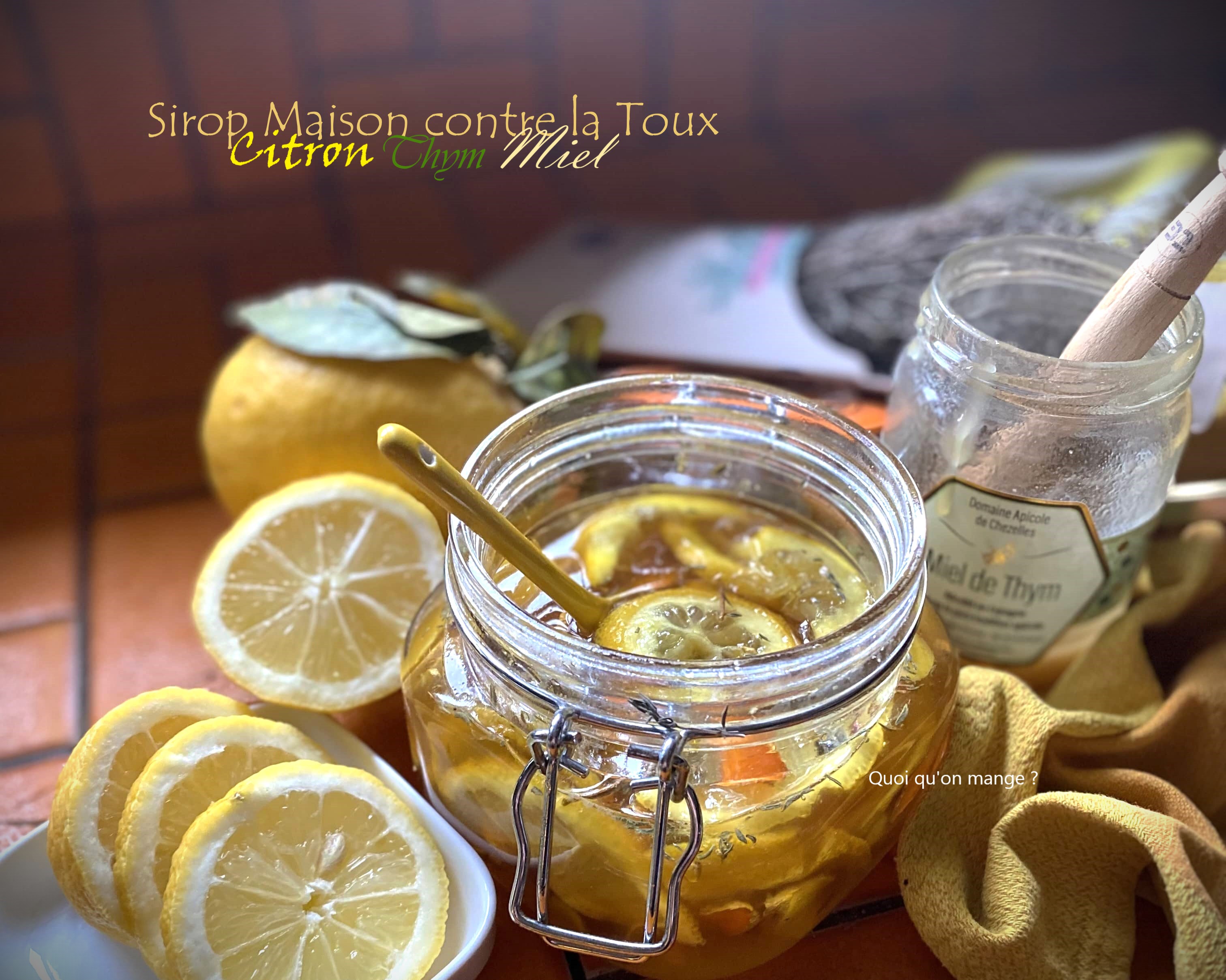 Sirop maison contre la toux au bon goût de miel ~ de citron et de thym