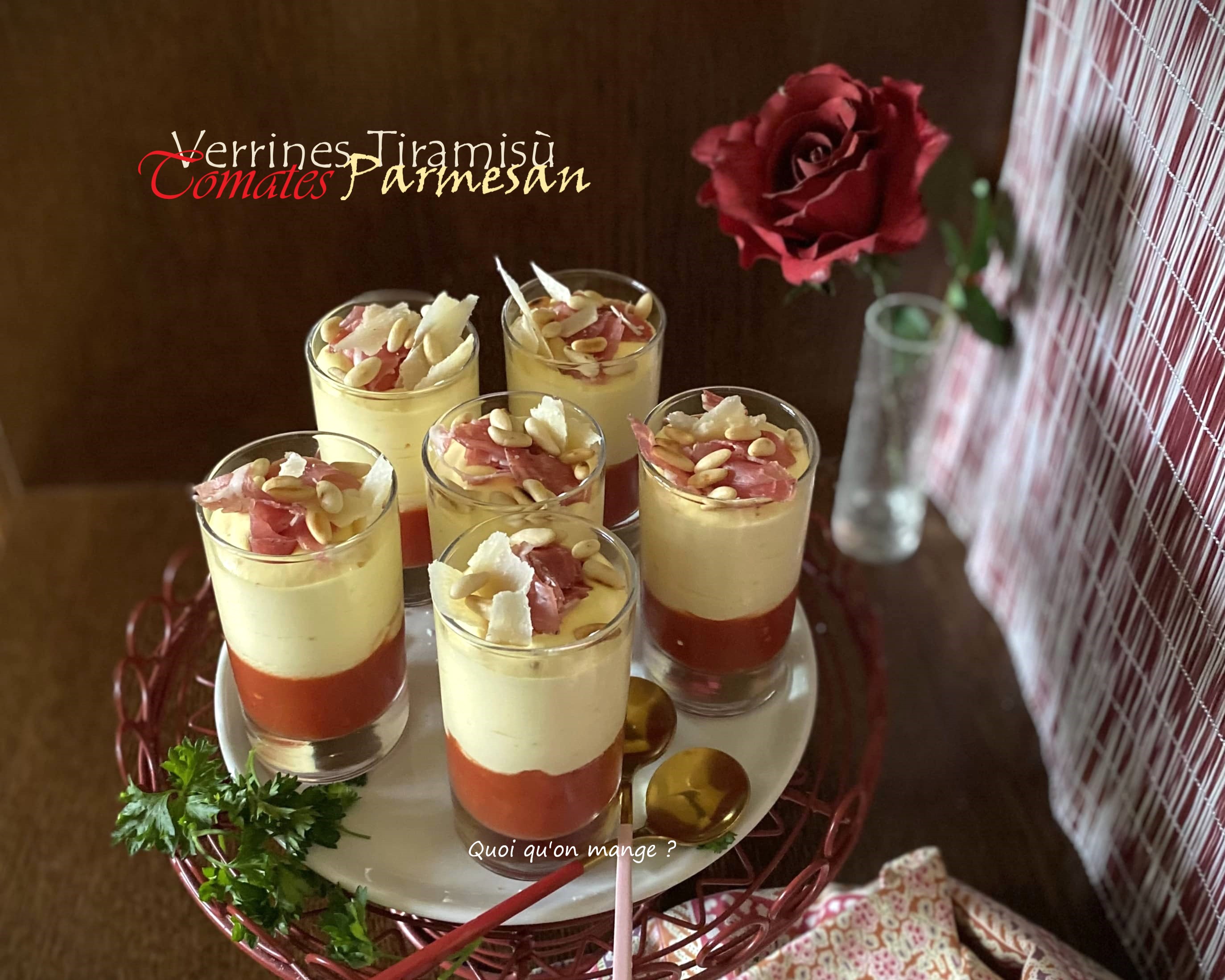 Verrines tiramisù tomates – parmesan & coppa