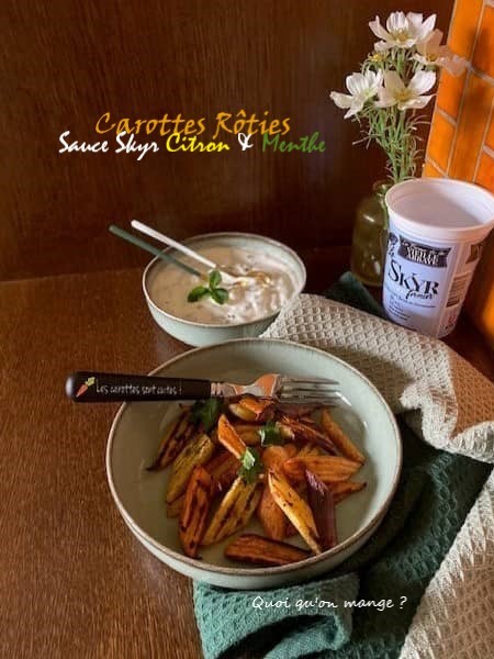 Carottes rôties à l’orange – Sauce Skyr citron et menthe