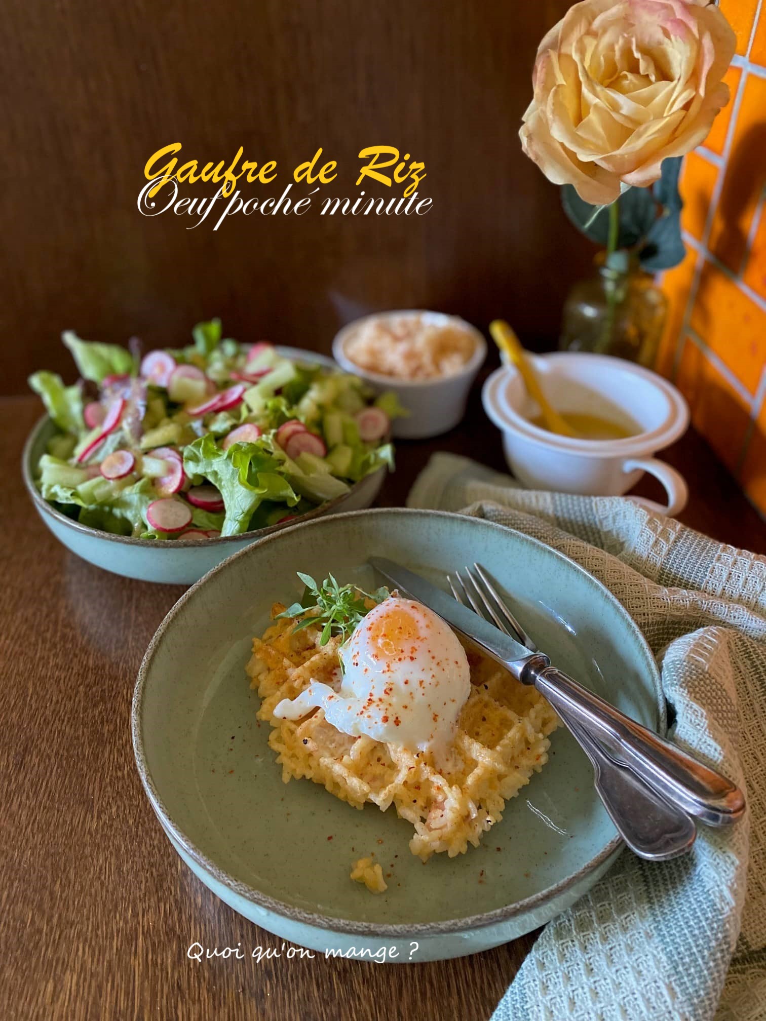 Gaufres de riz perdu – Œuf poché minute
