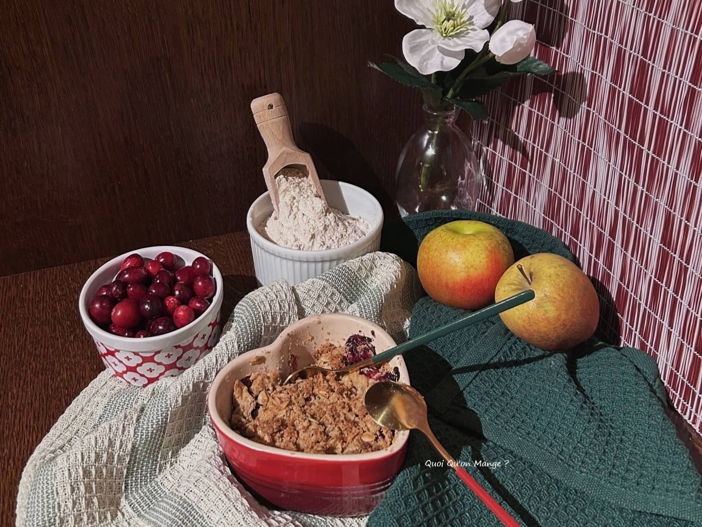 Crumble Pommes et Cranberries Fraîches au bon goût du Sarrasin 
 [un dessert gourmand de saison]