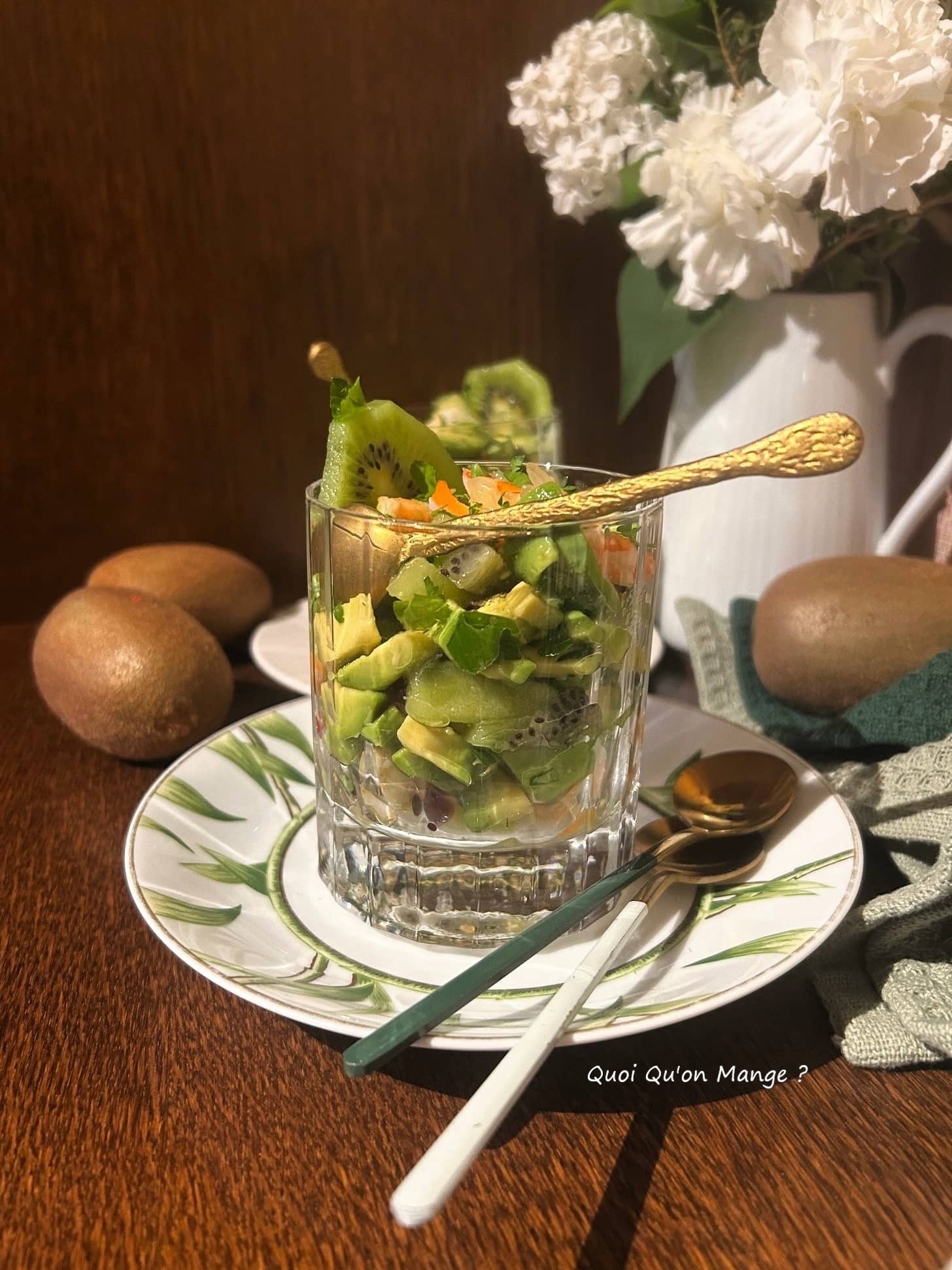 Verrines Avocat – Crevettes et Kiwi