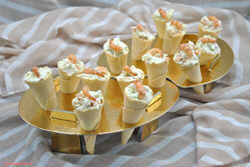 Cône fromage crevettes