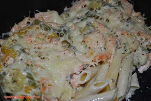 Gratin de penne au saumon