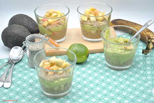 Pudding chia, pomme, banane, avocat