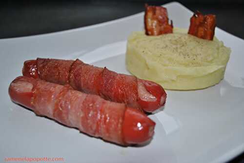 Saucisses lardées et purée maison