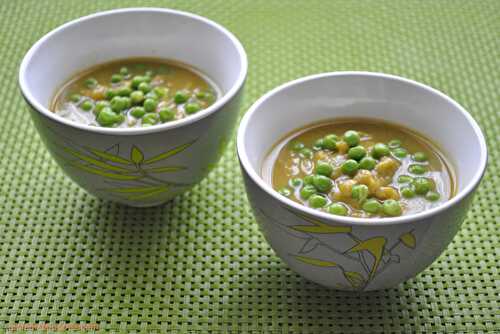 Soupe de petits pois brocolis carottes