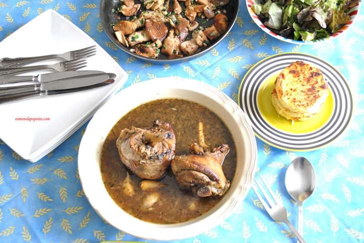 Souris agneau, cèpes rôtis et galette de polenta