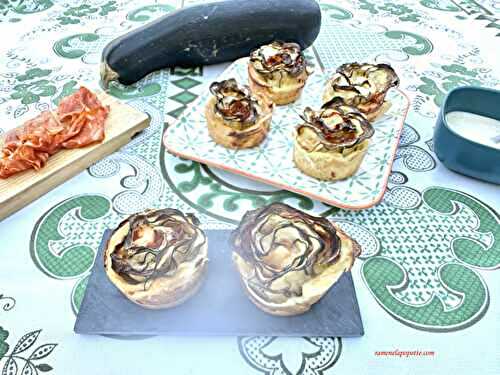 Roses de courgette cancoillotte chorizo