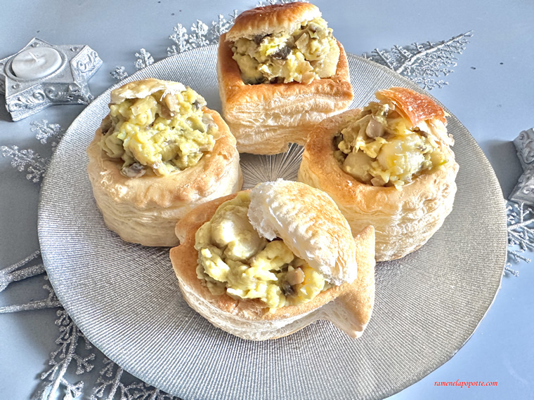 Vol-au-vent poireau champignons Saint-Jacques