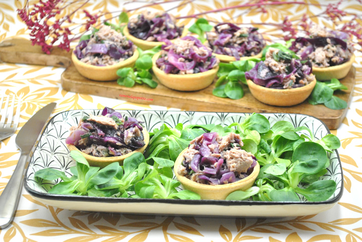 Tartelettes de chou rouge au thon