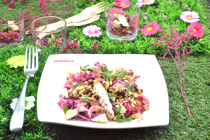 Salade chou rouge fenouil carotte pomme