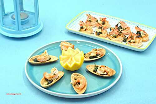 Coquilles crevettes en persillade