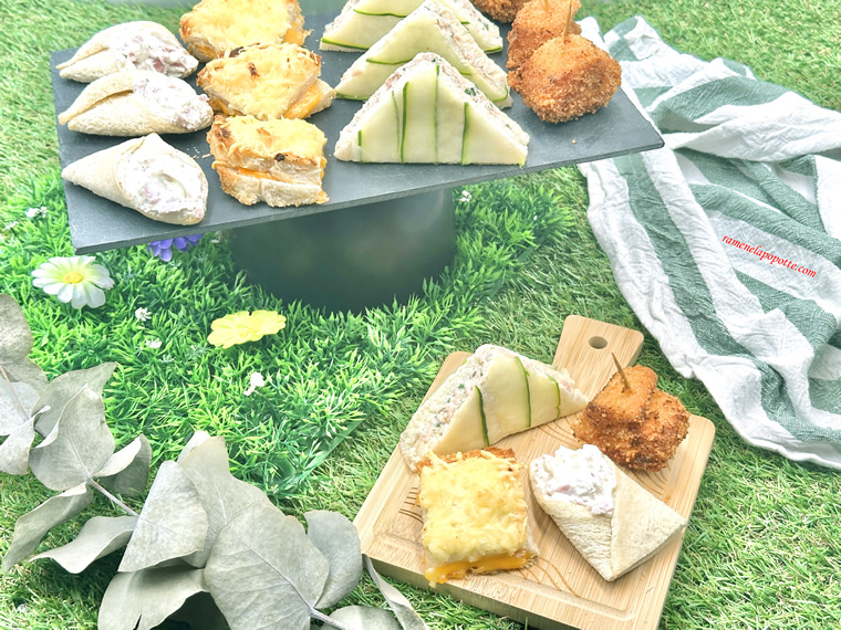Farandoles de bouchées apéritives avec du pain de mie
