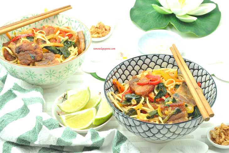 Nouilles légumes et porc