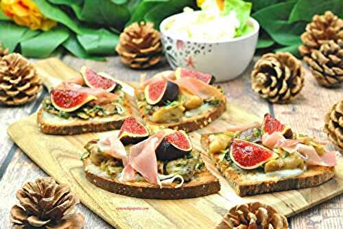 Tartines cèpes jambon fromage