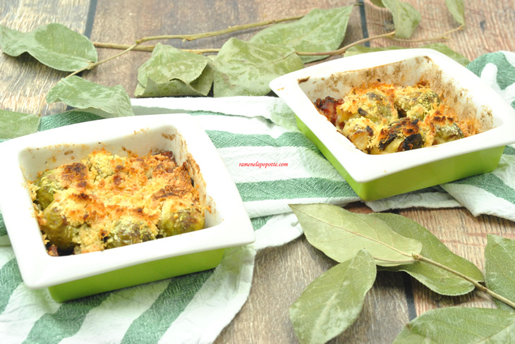 Choux de Bruxelles lardons crumble de fromage