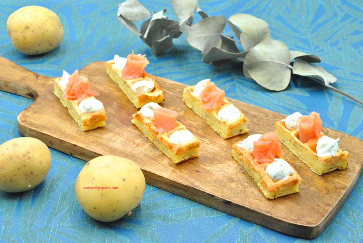 Finger gaufres pommes de terre saumon fumé