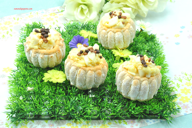 Mini charlottes crème pâtissière poire