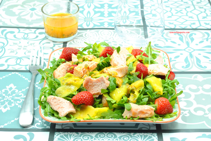 Salade cresson mangue saumon