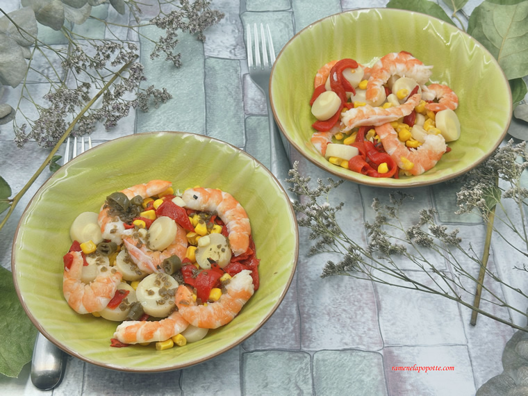 Salade coeur de palmier crevettes
