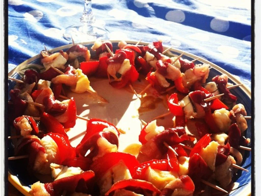 Amuse bouche Magret fumé poivron chèvre