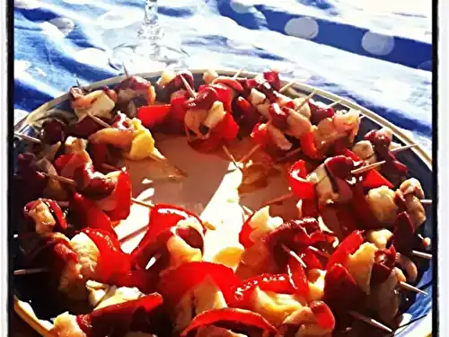 Amuse bouche Magret fumé poivron chèvre