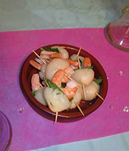 Amuse-gueules litchi crevette
