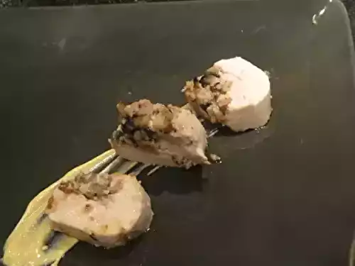 Ballotine de poulet au jambon et aux champignons