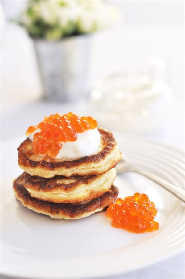Blinis maison aux oeufs de saumon