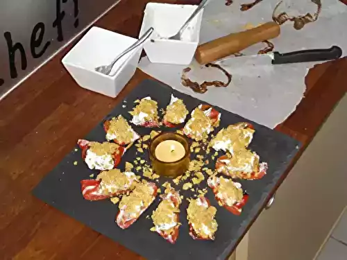 Bouchées croustillantes de poivron grillé à la crème de chèvre