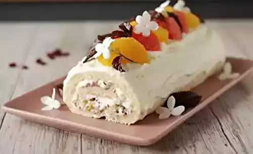 Bûche de Noël au chocolat blanc et aux agrumes
