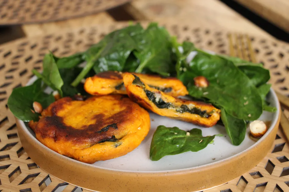 Buns de patate douce épinards et chèvre