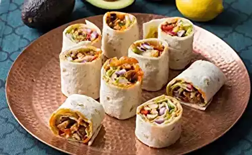 Burritos mexicains au poulet et guacamole