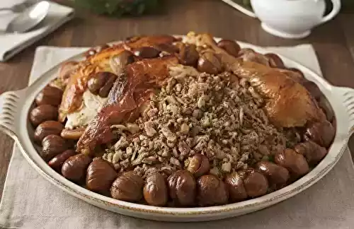 Chapon farci aux champignons et châtaignes
