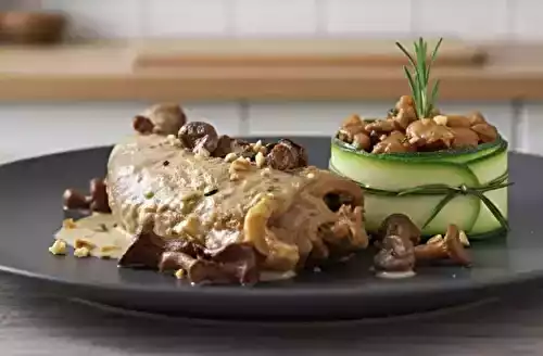 Chapon farci et ses morilles