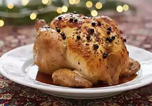 Chapon rôti, cannelle, genièvre